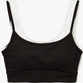 Resim Koton Slim Fit Çift Askılı Kolsuz Sporcu Sütyeni Siyah 6wak30159nk Siyah 