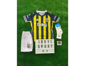 Resim 4'lü Set Fe.ner.bah'çe\\ 2025/2026 Duran Iç Saha Sarı Lacivert Çocuk Forma Şort Bileklik Çorap 