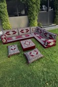 Resim mdhomecarpet Şark Köşesi Minder Takımı | Yer , Sırt Minderi, Etnik Desen, Salon ve Ev İçin 12 Parça Süngerli 