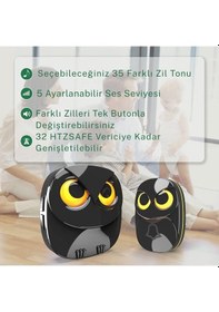 Resim Techtic Kablosuz 2alıcı 1buton Kapı Zili Işıklı Baykuş 35 Melodi 