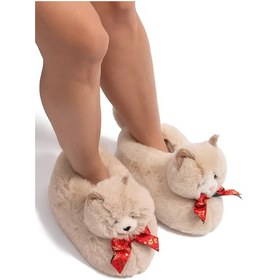 Resim Sisi Kadın Hayvanlı Panduf Bej 36/41 Bej 