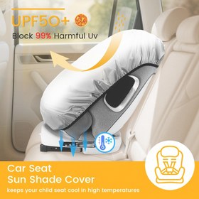 Resim Bebe Araba Koltuğu Güneşlik Örtüsü - UV Koruma ve Isı Kalkanı, Elastik Tek Parça Tasarım, Güvenli Uyum için Ayarlanabilir Kayışlar, Nefes Alabilen Polyester, Bebek Seyahat Aksesuarları, Bebek Araba Koltuğu Örtüsü 
