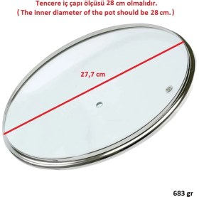 Resim İcanpares Tencere Sahan Tava Cam Kapağı Buhar Delikli Kapak 28 cm ve Siyah Tutma Tepesi 