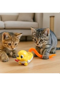 Resim Kurmalı Salyangoz Kedi Oyuncağı Sarı Hareketli Tüylü Kuyruklu, Interaktif Kedi Eğlence Oyuncağı, Dayanıklı Güvenli Plastik, Yavru Ve Yetişkin Kediler İçin Enerji Atma Oyuncağı 