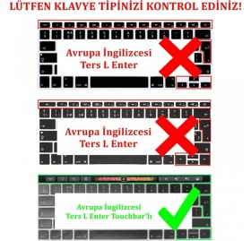 Resim Arabulalaca Apple Macbook Pro 16 inç A2141 A22142 Toucbarlı 2019 Silikon Klavye Koruyucu Tr Türkçe SEFFAF KLAVYE 