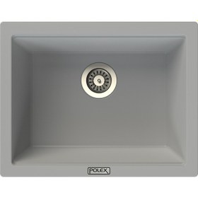 Resim Polex Cristalüx Granit Evye P-09 Gri Tezgah Altı Ve Tezgah Üstü Kare Mutfak Evyesi 55.5x43.5 CM 