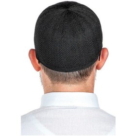 Resim Safir Ince Örme Dantel Namaz Takkesi Siyah 1 Adet 