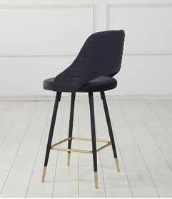 Resim Pİ MOBİLYA 1 Adet Alice Bar Taburesi - Mutfak Sandalyesi - Silinebilir Babyface Kumaş - Metal Siyah Gold Ayak 