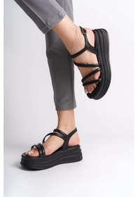 Resim Natalıe İnce Tokalı Şerit Detaylı Ortopedik Taban Kadın Sandalet St Siyah Siyah 