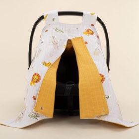 Resim Puset Örtüsü - Çift Taraflı - Hardal Muslin - Aslan 