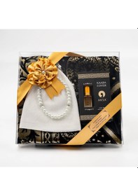 Resim Takke + Esans + Tesbih + Seccade Seti Siyah Siyah 110 x 64 