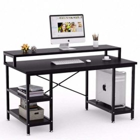Resim Zizuva Tasarım 160x60x95 CM Raflı Siyah Oyuncu ve Çalışma Masası 