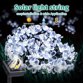 Resim Güneş Elinde Çiçek Işıkları, 8 Mod - Açık Hava Su Geçirmez Çilek Çiçeği Işıkları, Bahçe, Veranda, Düğün, Doğum Günü Süslemesi, Noel, Cadılar Bayramı, Sevgililer Günü, Paskalya Tatil Süsleme Işıkları - Beyaz, Sıcak Beyaz, Renkli 