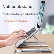 Resim 1 Adet 10 Seviyeli Ergonomik Açılı Ayarlı, Taşınabilir Katlanabilir Hafif Tasarım ve Sağlam Tabanlı Dizüstü Bilgisayar Standı - Ev Ofisi, Masaüstü & Tablet Kullanımı İçin Dayanıklı Yapı 