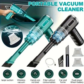Resim Mini Kablosuz El Tipi Süpürge, USB Şarjlı Taşınabilir Ev & Araç Temizliği İçin Güçlü Emişli Hafif Siklon Vakum, Ofis/Otomobil Tüy/Toz/Kir Temizleme 