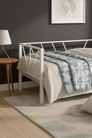 Resim Unimet Alchera Daybed Tek Kişilik Sedir Metal Karyola Beyaz 