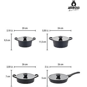Resim Vento Large 8 Parça Döküm Tencere & Tava Seti Siyah 