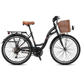 Resim SIRIO - 24" City Bike - 21 Vites - V.B. - Mat Siyah-Siyah/Kahverengi - Shimano 