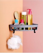 Resim 2 Li Yapışkanlı Mutfak Ve Banyo Rafı, Şampuan, Sabun, Duş Jeli Köşe Üçgen Düzenleyici Antrasit Renk Gri 