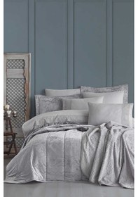 Resim Elart Çeyiz Paketi 10 Parça Yatak Örtüsü+nevresim Takımı+battaniye Nüans Gümüş 