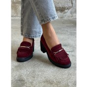 Resim Epis Bordo Süet Hakiki Deri Kadın Makosen 