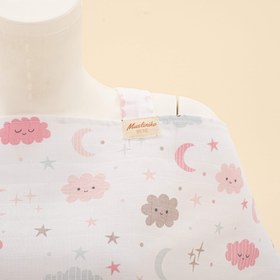 Resim Çift Katlı Muslin Emzirme Önlüğü - Pembe Bulut 