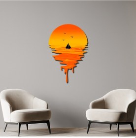 Resim Günbatımı Metal Tablo 