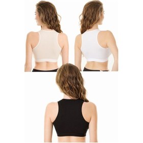 Resim Parlingerie Emzirme Yarım Atlet 3lü Seti Siyah-Beyaz-Ten 