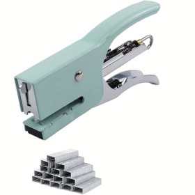 Resim 15 Sayfa Kapasiteli El Staplersi Seti - Manuel Masaüstü Bağlayıcı ile Staples, Ofis, Ev ve Seyahat Kullanımı için Dayanıklı Metal Yapı, Yeşil, Ofis Malzemeleri, Kompakt Tasarım, Sağlam Yapı 