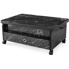 Resim Zerenland 61 Tekerlekli Akıllı Sehpa, Sihirli Sehpa, 6 Boyutlu Sehpa 90x60cm Siyah Mermer 