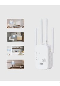 Resim Cj 300mbps Wifi Menzil Genişletici 4 Antenli Wpa3 Güvenlikli Priz Tipi Repeater 