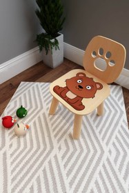 Resim Kaju Kids Çocuk Sandalyesi - Lisanslı Ürün - Doğal Ahşap - 3/4 Yaş 
