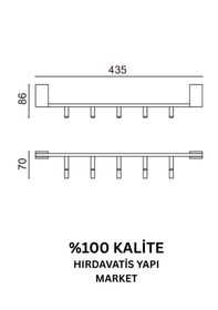 Resim Çelik Banyo Paslanmaz Pirinç Titanik Beşli Askılık Gri 