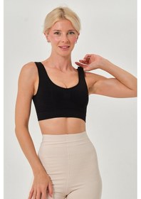 Resim Rosella Model Kalın Askılı Extra Sıkılaştırıcı Pedsiz Spor Sütyeni Siyah Renk101 Siyah 