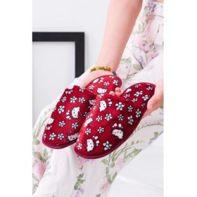 Resim Stwenn Kadın Terlik Peluş Yıkanabilir Kışlık Ev Terliği Misafir Çeyiz Bohça Terliği 