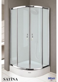 Resim Desaş Shower Teknesiz Oval Buzlu Cam Duşakabin 90 x 90 5 MM Gümüş 
