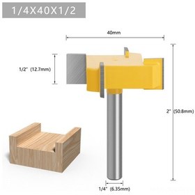 Resim Springsun Ahşap İşleme T Tipi Freze Bitiği - 1/4 Uç, 40mm Uzunluk, 1/2" Çap, Dört Kenar, Yiv Açma Ve Taban Temizleme İçin Profesyonel Araç 