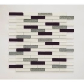 Resim Orient Mutfak,banyo,zemin Için Mürdüm Gümüş Simli 15X73 Kristal Mozaik 