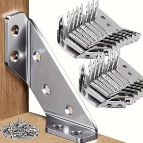 Resim 50 adet Ağır Hizmet Tipi Paslanmaz Çelik Köşe Braketleri ve Vidalı - 90° Açı Desteği, Çizilmeye Karşı Dayanıklı, Mobilya ve Ahşap Çerçeveler için Kolay Kurulum, Mobilya Montajı | Modern Köşe Braketi | Dayanıklı Yapı, Metal Mobilya Braketleri 