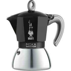 Resim Feyza Design Çift Katmanlı Siyah Indüksiyon Moka Pot, 6 Cup, Şık ve Fonksiyonel 