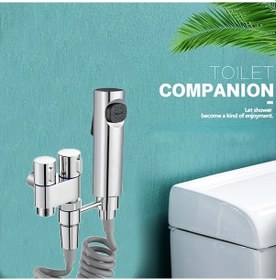 Resim Willowhaven Gri Kare Başlı Duş Tabancası Braket Seti, 2 Çıkışlı Duş Vana Seti, Banyo Balkon Evcil Hayvan Duşu 