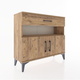 Resim Arges Şifonyer 2 Raflı Tek Çekmeceli 2 Kapaklı 88x30x80 - Çam / Çam 