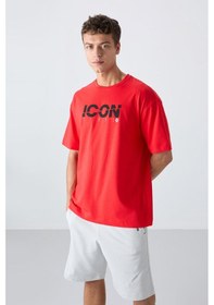 Resim Tommy Life Fiesta Pamuklu Kalın Yumuşak Dokulu Oversize Fit Baskılı Erkek T-shirt - 88331 Kirmizi 