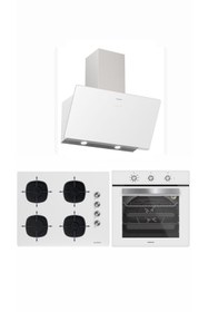 Resim Silverline Beyaz 65 Cm Ocaklı Dijital Fırınlı Ankastre Set (3457 Soho - CS5700E7W01 - BO6503W01 ) 