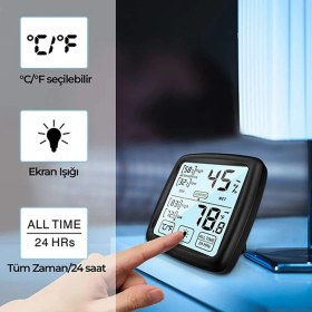 Resim Sevgift Dokunmatik Sıcaklık ve Nem Ölçer | Hassas 