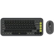 Resim Logıtech Pop Icon Combo, Siyah-yeşil, 920-013075, Kablosuz, Türkçe Q, Klavye Mouse Set Lazer 