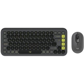 Resim Logıtech Pop Icon Combo, Siyah-yeşil, 920-013075, Kablosuz, Türkçe Q, Klavye Mouse Set Lazer 