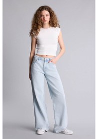 Resim Defacto Wıde Leg Mavi Kadın Jean Pantolon G2208ax/nm39 Mavi 