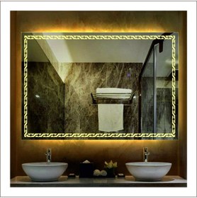 Resim GLOBAL LED MIRROR 80x120 Cm Günışığı Ledli Tasarım Kumlamalı Banyo Aynası Makyaj Aynası Işıklı Ayna 