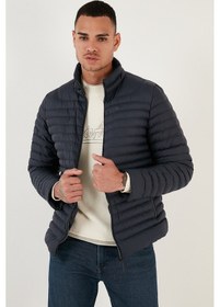 Resim Buratti Su Itici Slim Fit Cepli Dik Yaka Şişme Erkek Mont 649010 Lacivert 